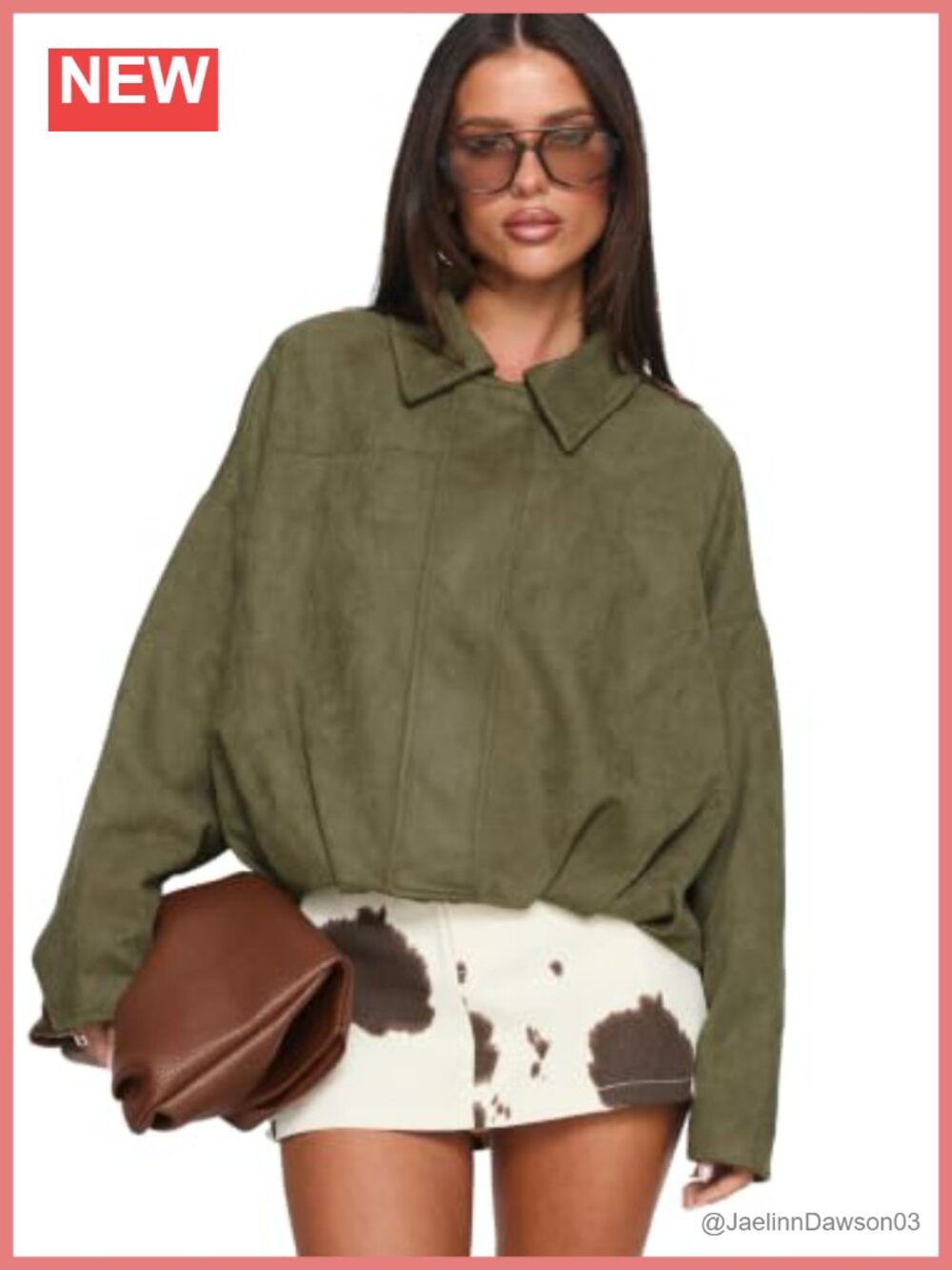 Faux Suede Bomber Jacket Button Zip Drop Shoulder Casual